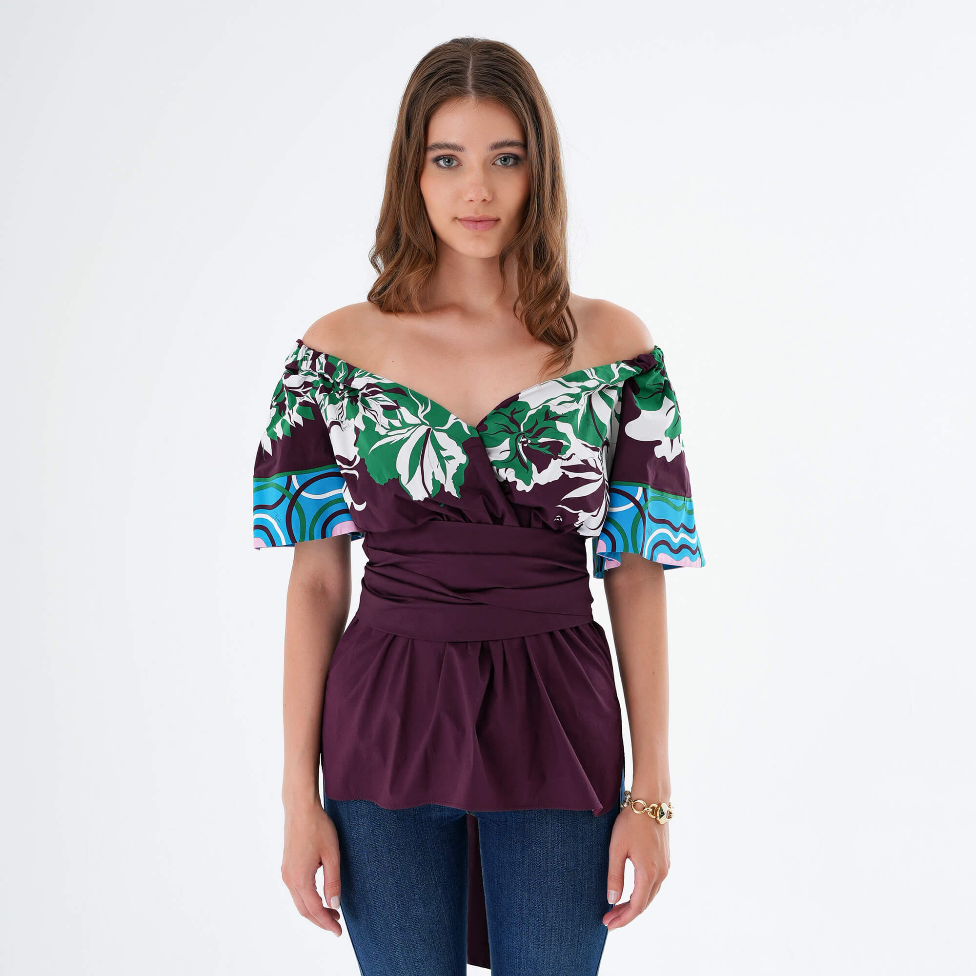 Emilio Pucci - Damson & Green Cotton Blouse  IT42